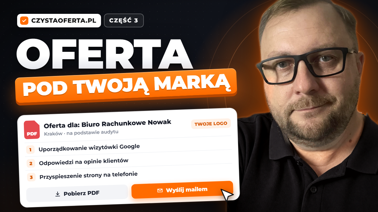 Robert Gęsiarz i oferta PDF dla klienta pod marką agencji w aplikacji czystaoferta.pl