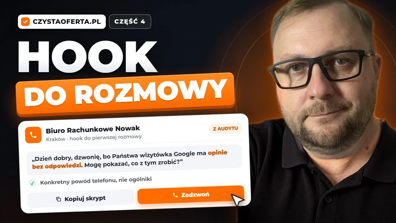 Robert Gęsiarz i hook do pierwszej rozmowy telefonicznej z klientem w aplikacji czystaoferta.pl
