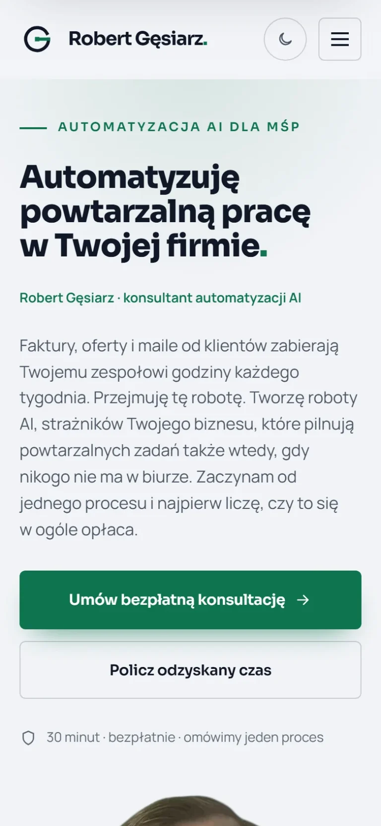 Strona robertgesiarz.pl na telefonie