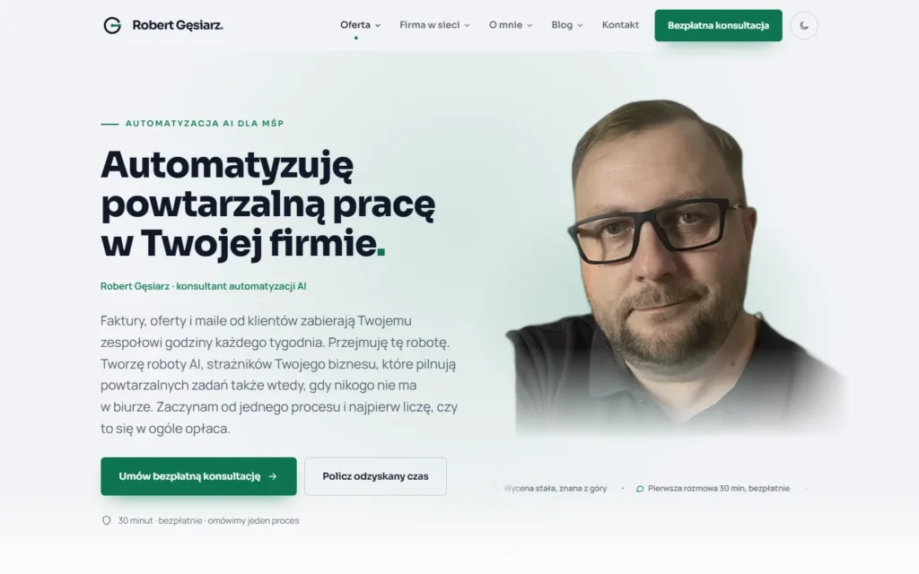 Strona robertgesiarz.pl na komputerze
